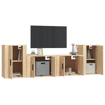 vidaXL Ensemble de meubles TV 4 pcs Chêne sonoma Bois d'ingénierie