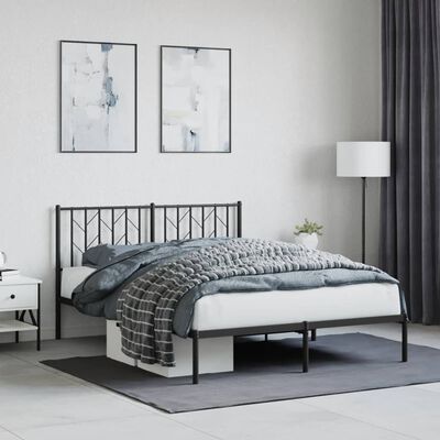 vidaXL Cadre de lit métal sans matelas avec tête de lit noir 140x200cm