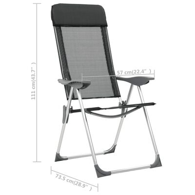 vidaXL Chaises pliables de camping lot de 4 Noir Aluminium