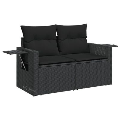 vidaXL Salon de jardin 10 pcs avec coussins noir résine tressée