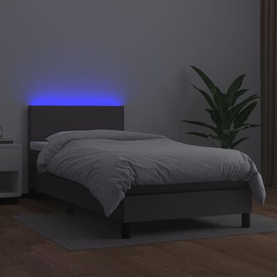 vidaXL Sommier à lattes de lit et matelas et LED Gris 90x190 cm