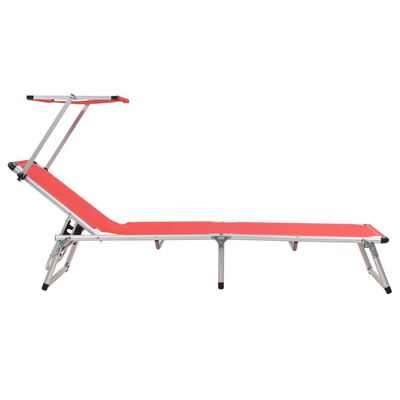 vidaXL Chaises longues pliables et toit 2pcs Aluminium textilène Rouge