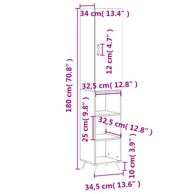 vidaXL Buffet haut Chêne sonoma 34,5x34x180 cm Bois d'ingénierie