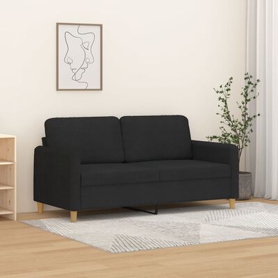 vidaXL Canapé à 2 places Noir 140 cm Tissu