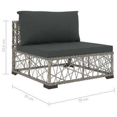 vidaXL Salon de jardin 6 pcs avec coussins résine tressée gris