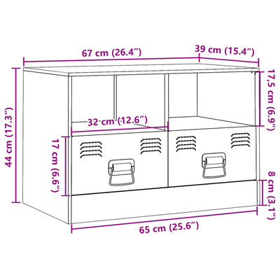 vidaXL Meuble TV noir 67x39x44 cm acier