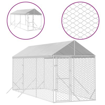 vidaXL Chenil d'extérieur pour chiens avec toit argenté 2x6x2,5 m