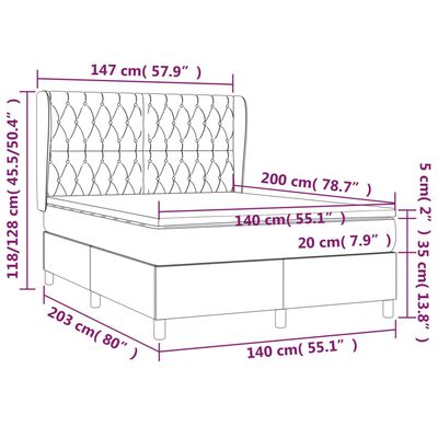 vidaXL Sommier à lattes de lit avec matelas Taupe 140x200 cm Tissu