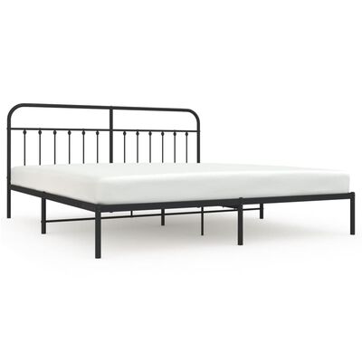 vidaXL Cadre de lit métal sans matelas avec tête de lit noir 193x203cm