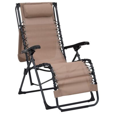 vidaXL Chaises pliables de terrasse lot de 2 Textilène Taupe