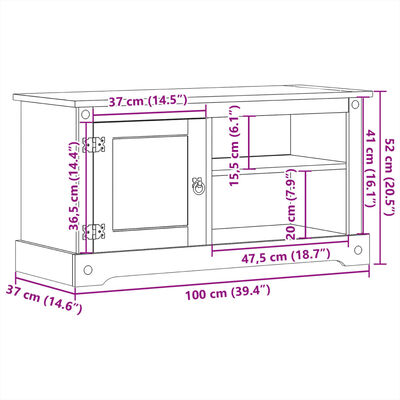 vidaXL Meuble TV Corona 100x37x52 cm bois de pin massif