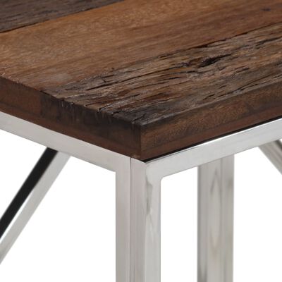 vidaXL Table console argenté acier inoxydable et bois de mélèze massif