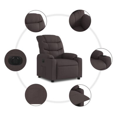 vidaXL Fauteuil inclinable électrique Marron foncé Tissu