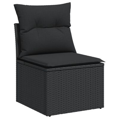 vidaXL Salon de jardin 5 pcs avec coussins noir résine tressée