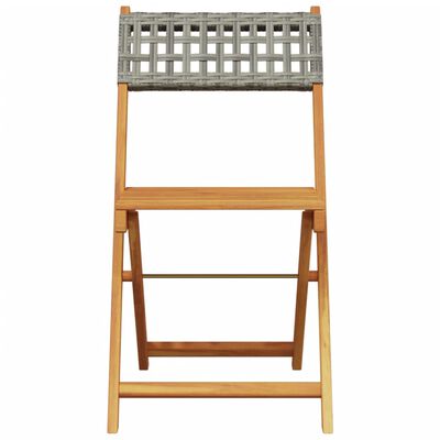 vidaXL Ensemble de bistro 3 pcs gris résine tressée et bois massif