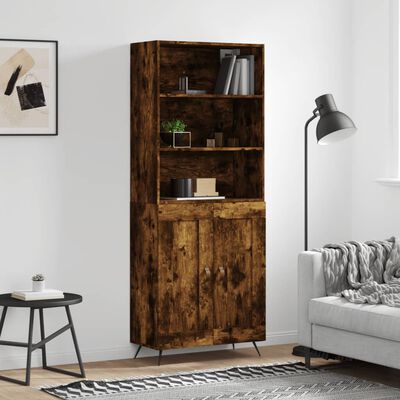 vidaXL Buffet haut Chêne fumé 69,5x34x180 cm Bois d'ingénierie