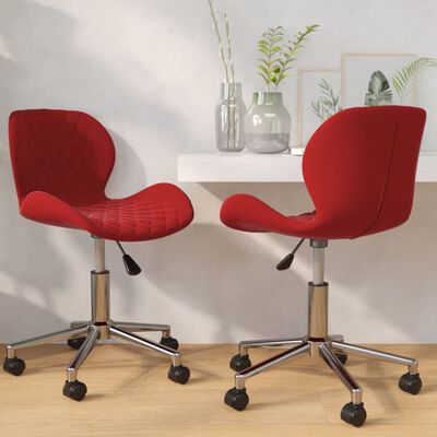 vidaXL Chaises pivotantes à manger lot de 2 Rouge bordeaux Velours