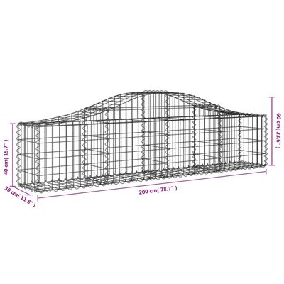 vidaXL Paniers à gabions arqués 2 pcs 200x30x40/60 cm Fer galvanisé