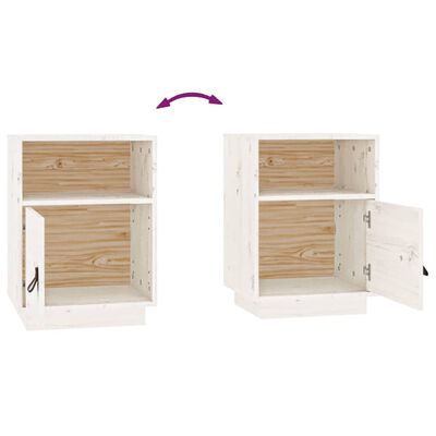 vidaXL Tables de chevet 2 pcs Blanc 40x34x55 cm Bois de pin massif