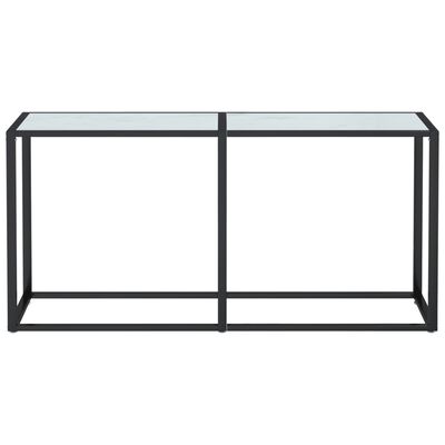 vidaXL Table console Marbre blanc 160x35x75,5 cm Verre trempé