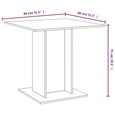 vidaXL Table à dîner Chêne fumé 80x80x75 cm Bois d'ingénierie