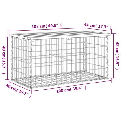 vidaXL Banc de jardin design gabion 103x44x42 cm bois de pin imprégné