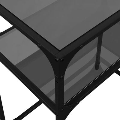 vidaXL Table console avec dessus en verre noir 60x35x81 cm acier