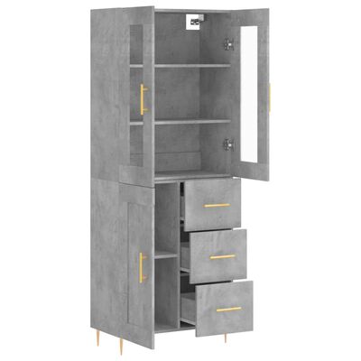 vidaXL Buffet haut Gris béton 69,5x34x180 cm Bois d'ingénierie