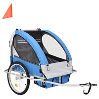 vidaXL Remorque de vélo et poussette 2-en-1 bleu et gris