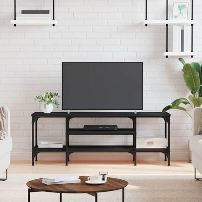 vidaXL Meuble TV noir 121x35x45 cm bois d'ingénierie et fer