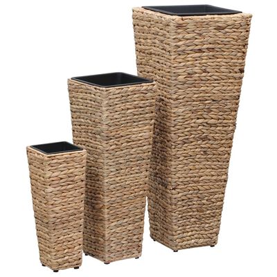 vidaXL Lits surélevés 3 pcs Jacinthe d'eau Marron