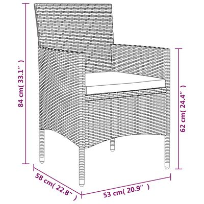 vidaXL Ensemble à manger de jardin avec coussins 7 pcs Noir