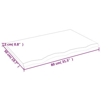 vidaXL Étagère murale marron clair 80x50x2 cm bois chêne massif traité