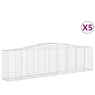 vidaXL Paniers à gabions arqués 5 pcs 400x50x100/120 cm Fer galvanisé