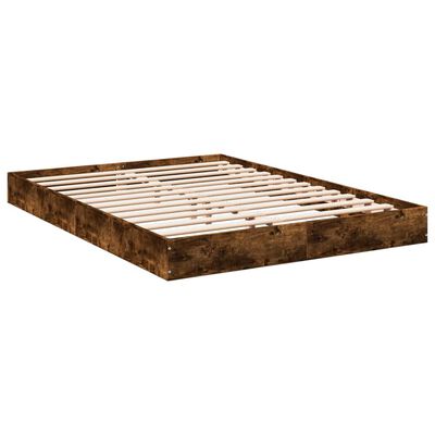 vidaXL Cadre de lit sans matelas chêne fumé 120x200 cm bois ingénierie