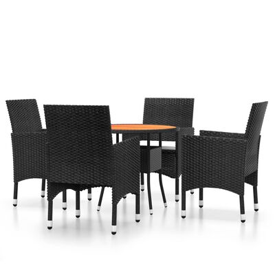 vidaXL Ensemble à manger de jardin 5 pcs Résine tressée Noir