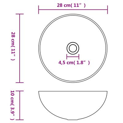 vidaXL Lavabo de salle de bain Céramique Noir mat Rond