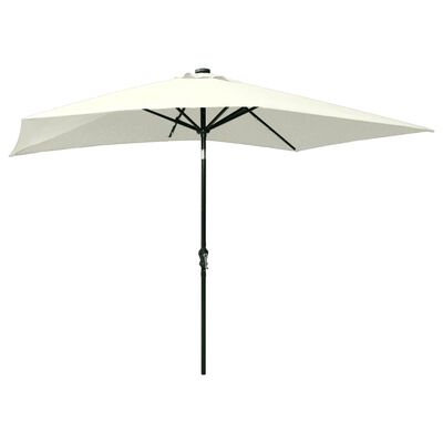 vidaXL Parasol de jardin avec LED et mât en acier sable 2x3 m