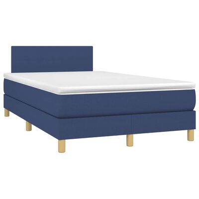 vidaXL Sommier à lattes de lit avec matelas bleu 120x190 cm tissu