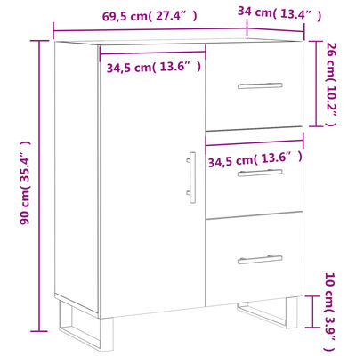 vidaXL Buffet Blanc brillant 69,5x34x90 cm Bois d'ingénierie