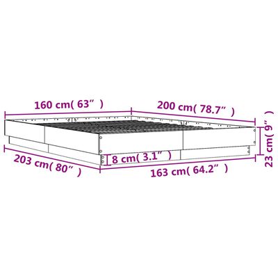 vidaXL Cadre de lit chêne fumé 160x200 cm bois d'ingénierie