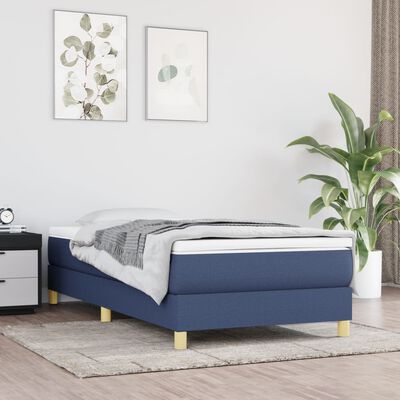 vidaXL Sommier à lattes de lit avec matelas Bleu 90x200 cm Tissu