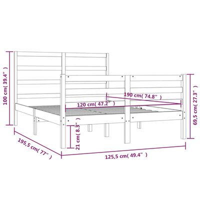 vidaXL Cadre de lit sans matelas blanc bois de pin massif 120x190 cm