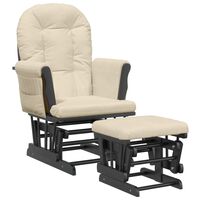 Chaise à bascule en velours.fauteuil relax avec pieds en acier+patin en  bois.crème - Conforama