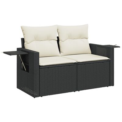 vidaXL Salon de jardin 6 pcs avec coussins noir résine tressée