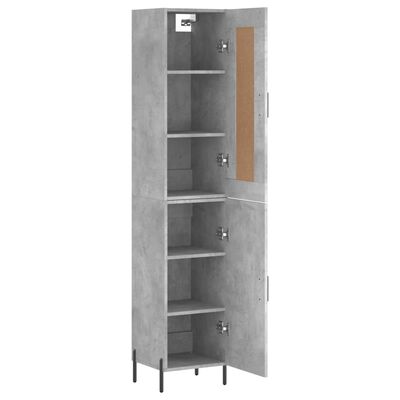 vidaXL Buffet haut Gris béton 34,5x34x180 cm Bois d'ingénierie