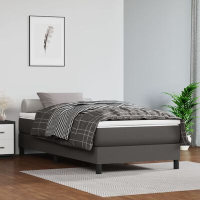 vidaXL Matelas de lit à ressorts ensachés Gris 80x200x20 cm Similicuir