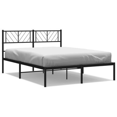 vidaXL Cadre de lit métal sans matelas avec tête de lit noir 150x200cm