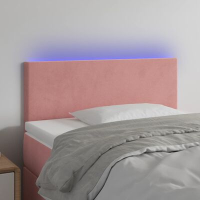 vidaXL Tête de lit à LED Rose 90x5x78/88 cm Velours