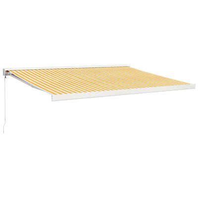 vidaXL Auvent rétractable jaune et blanc 4x3 m tissu et aluminium